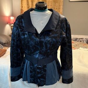 Chic Navy Patterned Women's Blazer